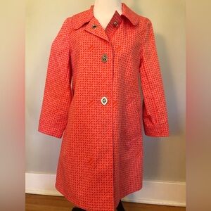 Coach Vibrant Coral Orange & Pink Women's Rain/Trench Coat